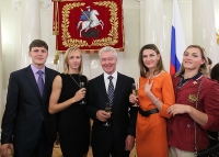 Ivan Ukhov. With the mayor of Moscow Sergey Semenovich Sobyanin, Anna Chicherova, Svetlana Shkolina and Yevgeniya Kolodko